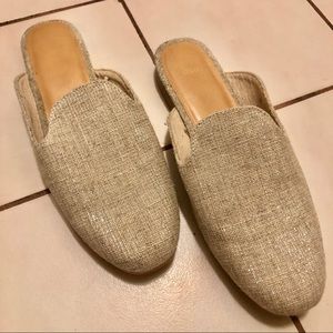 Tan Burlap Mules
